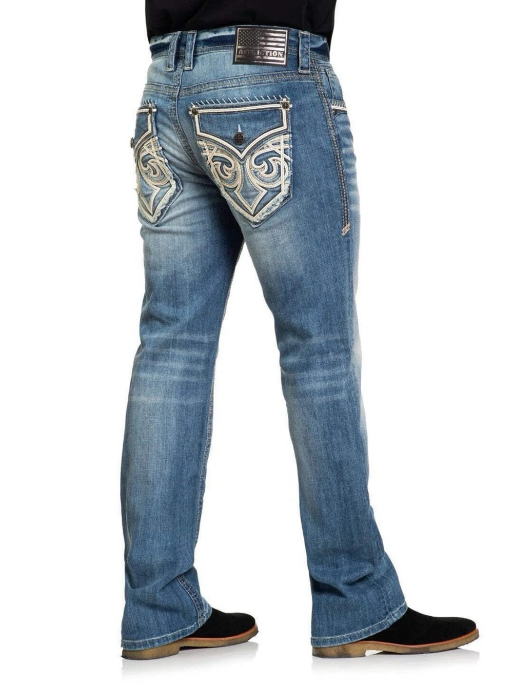 Affliction Men's BLAKE Premium Bootcut Jeans with Embroidered Pockets